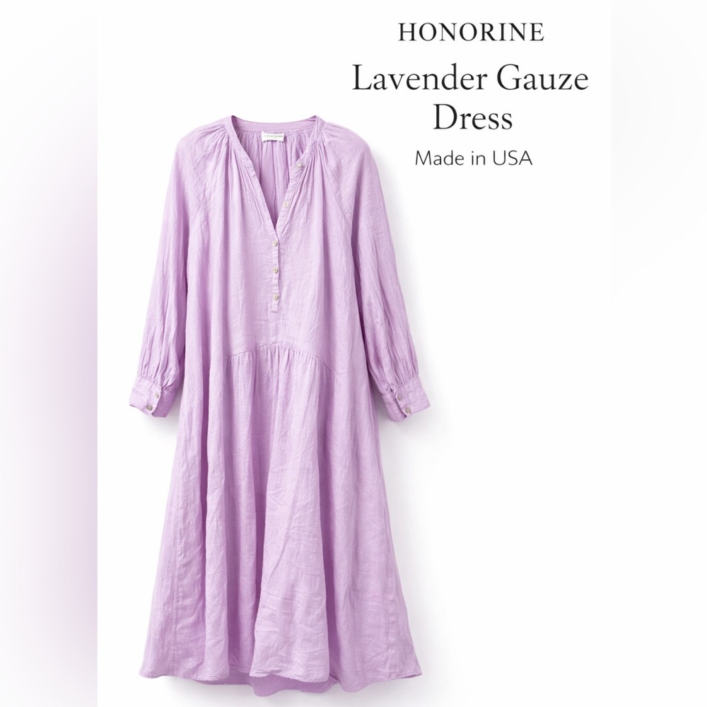 Honorine Lavender Cotton Peasant Dress | Boho Midi Tunic | Size M